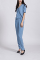 Blue Two Piece V Neck Pants Jumpsuit for Casual Party Office