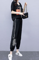 Black White Two Piece Pants V Neck Plus Size Jumpsuit for Casual Sports