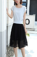 White and Black Two Piece Skirt Blouse Jumpsuit for Casual Party Office
