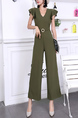 Green V Neck Wide Leg Pants Jumpsuit for Party Evening Cocktail