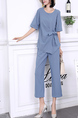 Blue Two Piece Pants Round Neck Jumpsuit for Party Evening Cocktail