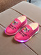 Pink Leather Comfort Girl Shoes for Casual Party 

