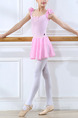 Pink Two-Piece Ruffled Contrast Stripe Shoulder U-Shaped Back Gauze Skirt Butterfly Knot Girl Ballet for Ballet