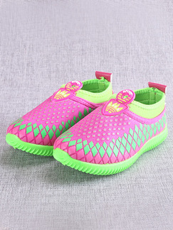 Pink and Green Polyester Comfort Slip On Girl Shoes for Casual