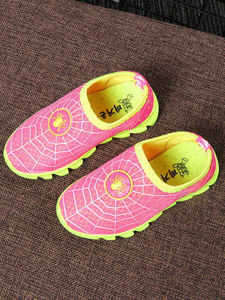Pink and Yellow Polyester Comfort Slip On Girl Shoes for Casual
