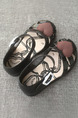 Black and Brown PVC Comfort Flats Ankle Strap Girl Shoes for Casual Party