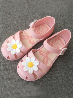 Pink PVC Comfort Flats Ankle Strap Girl Shoes for Casual Party