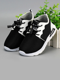 Black and White Polyester Comfort Lace Up Boys Shoes for Casual Party