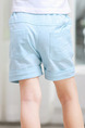Blue Adjustable Waist Pockets Crimping Boy Shorts for Casual