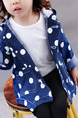 Blue Denim Hooded Wave Point Single-Breasted Pockets Long Sleeve Girl Jacket for Casual