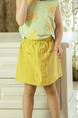 Yellow Slim A-Line Adjustable Waist Single-Breasted Pockets Girl Short for Casual