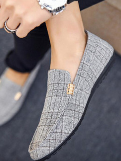 Grey Polyester Round Toe Platform Comfort 1cm Loafers