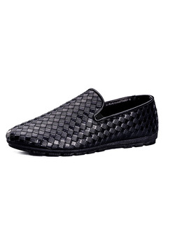 Black Leather Round Toe Platform Comfort 1cm Loafers