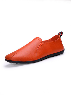Orange Leather Round Toe Platform 1cm Leather Shoes for Party Office Evening