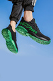 Black and Green Canvas Round Toe Lace Up Rubber Shoes Men Shoes