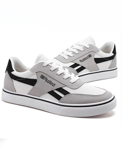 White Black and Gray Round Toe Lace Up Rubber Shoes Men Shoes