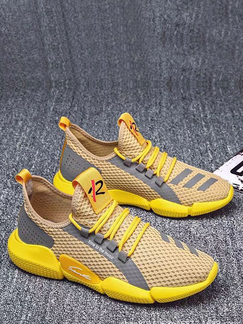 Brown And Yellow Round Toe Lace Up Rubber Men Shoes
