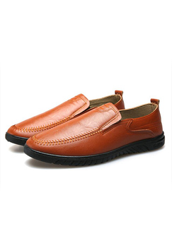 Apricot Round Toe Slip On Men Shoes