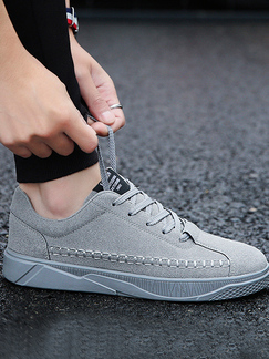 Gray Canvas Round Toe Platform Lace Up 1.5cm Rubber Shoes