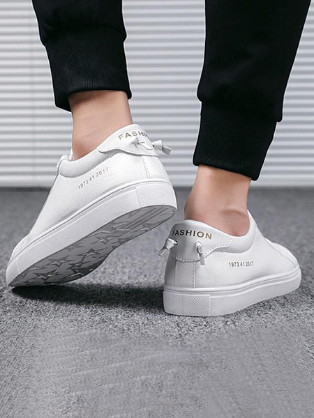 White Leather Round Toe Platform Lace Up 1.5cm Rubber Shoes_DRESS.PH ...