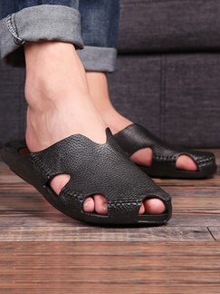 Black Plastic Open Toe Platform Sandals