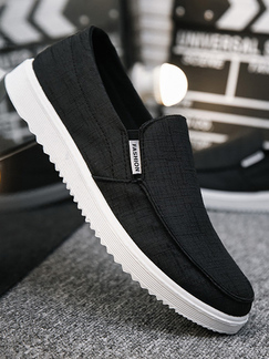 Black and White Canvas Round Toe Platform Loafer