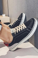 Black White and Red Canvas Round Toe Platform Lace Up Rubber Shoes
