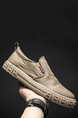 Brown Canvas Round Toe Platform Slip On Sneaker
