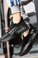 Black and Green Mesh Round Toe Platform Mesh Lace Up Rubber Shoes