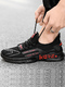 Black and Red Mesh Round Toe Platform Mesh Lace Up Rubber Shoes