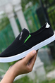 Black Canvas Round Toe Platform Slip On Sneaker