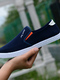 Blue Canvas Round Toe Platform Slip On Sneaker