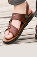 Brown Plastic Open Toe Platform Ankle Strap Sandals