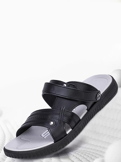 Black and Gray Plastic Open Toe Platform Ankle Strap Sandals