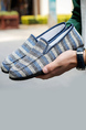 Gray and Blue Canvas Round Toe Platform Slip On Boat Shoes