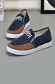 Blue Brown And White Canvas Round Toe Platform Slip On Rubber Shoes