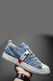 Blue and White Canvas Round Toe Platform Lace Up Rubber Shoes