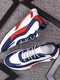 Blue White and Red Fabric Round Toe Platform Lace Up Rubber Shoes