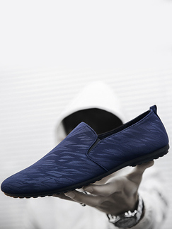 Blue Canvas Round Toe Platform Slip On Loafer Shoes