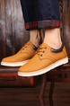 Yellow Leather Round Toe Platform Lace Up Rubber Shoes
