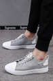 Gray and White Leather Round Toe Platform Lace Up Rubber Shoes