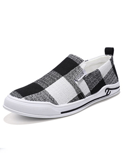 Black and White Canvas Round Toe Platform Slip On Rubber Shoes