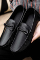 Black Leather Round Toe Platform Slip On Boat Shoes