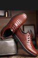 Brown Leather Round Toe Platform Lace Up Leather Shoes