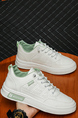 White Leather Round Toe Platform Lace Up Rubber Shoes