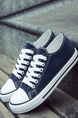 Blue and White Canvas Round Toe Platform Lace Up Rubber Shoes