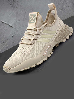 Brown Mesh Round Toe Platform Lace Up Rubber Shoes