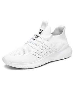 White Mesh Round Toe Platform Lace Up Rubber Shoes
