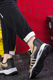 Black and Yellow Leather and Mesh Round Toe Platform Lace Up Rubber Shoes