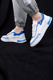 White Blue Leather Round Toe Platform Breathable Rubber Shoes